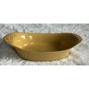 Cerutil Stoneware Oval Baking Casserole Dish Gold Color Made In Portugal 7x12”